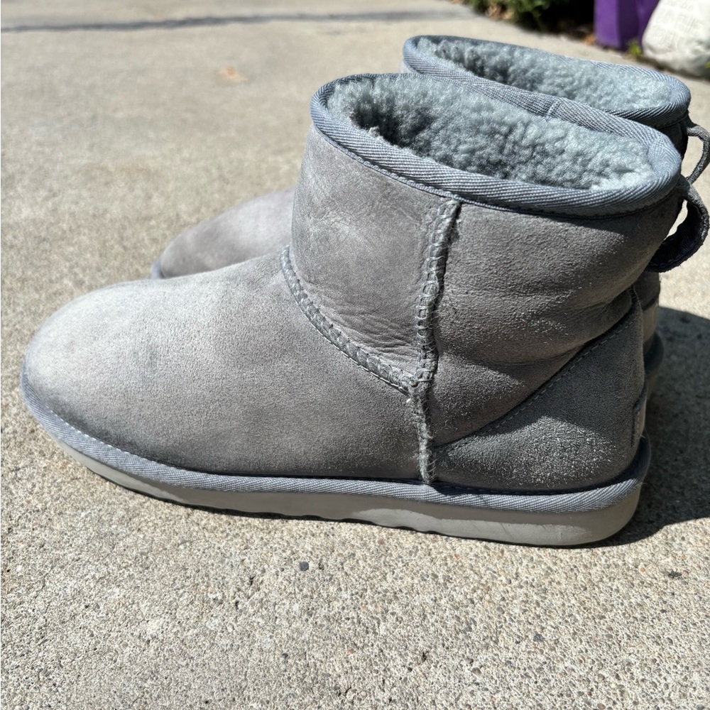 Gray Shearling Lined Ankle Boots - image 4